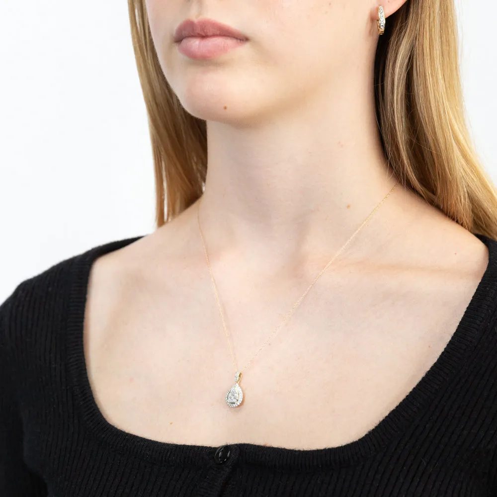 Luminesce Lab Grown Diamond 1/5 Carat Pear Pendant with Chain in 9ct Yellow Gold